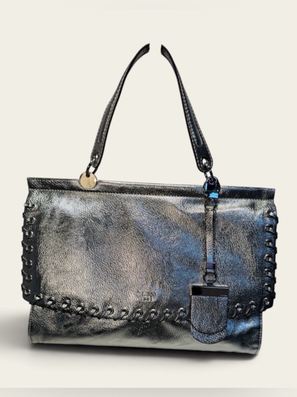 New Guess Metallic Silver Shoulder Bag